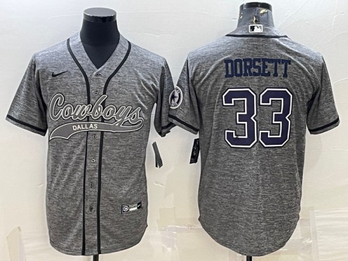 Men's Dallas Cowboys #33 Tony Dorsett Gray With Patch Cool Base Stitched Baseball Jersey